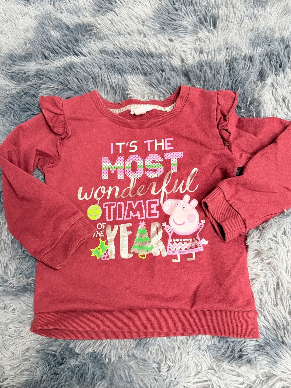 Peppa Pig Sweater Holiday girls 3 - its the most wonderful time of the year red